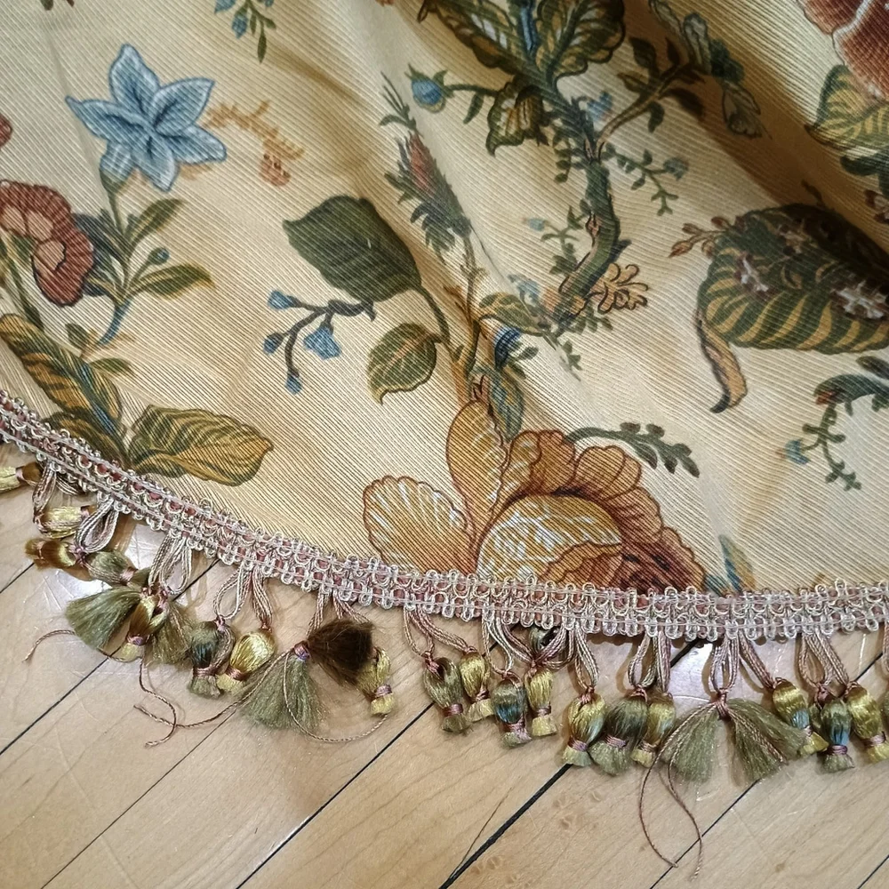 6 Pc Waverly Camelot Garden Room Floral Gold Waterfall Curtains & Canopy Valance